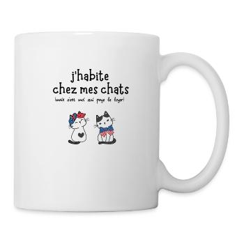 j'habite chez mes chats humour - Mug blanc - blanc - Droite