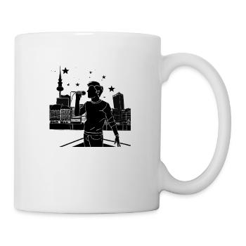 Sänger vor der Hamburger Skyline - Tasse - Weiß - Rechts
