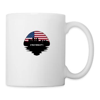 Cincinnati Ohio Usa Flag Skyline Silhouette Travel - Mug - white - Right