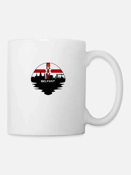 Belfast Nordirland Flagge Skyline Silhouette T - Tasse - Weiß