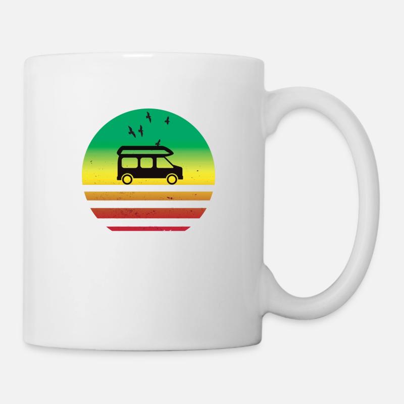Camper Van Retro Sunset Vintage Campervan - Mug blanc - blanc