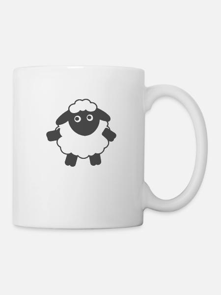 Idée cadeau de dessin animé Funny Sheep - Mug blanc - blanc