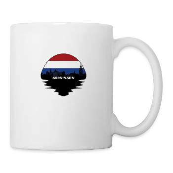 Groningen Niederlande Flagge Skyline Silhouette Trav - Tasse - Weiß - Rechts