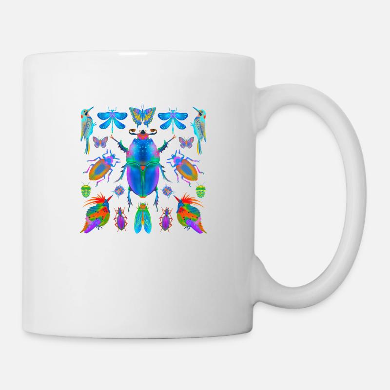 insectes, insectes et oiseaux colorés - Mug blanc - blanc