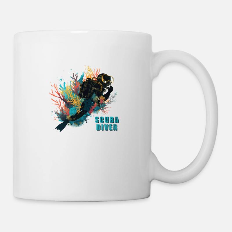 Plongeur sous-marin - Récif corallien, Idée cadeau, Atlantis - Mug blanc - blanc