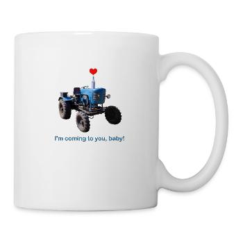 Je vais vers toi dans un tracteur, Bébé - Mug blanc - blanc - Droite
