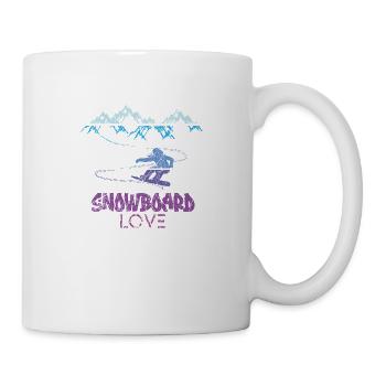 Snowboard Snowboarding Shirt Board Love Vintage - Mug blanc - blanc - Droite