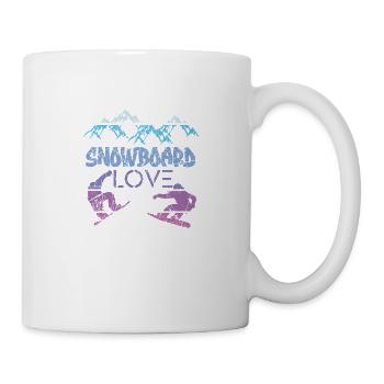 Snowboard Snowboarding Shirt - Board Love Vintage - Tasse - Weiß - Rechts