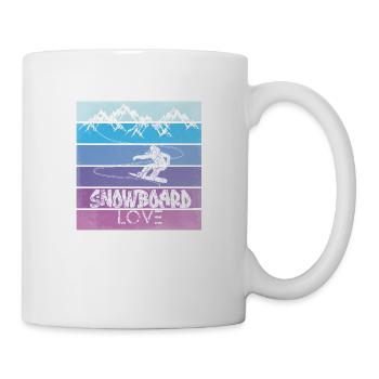 Snowboard Snowboarding Shirt Board Love Vintage - Mug blanc - blanc - Droite