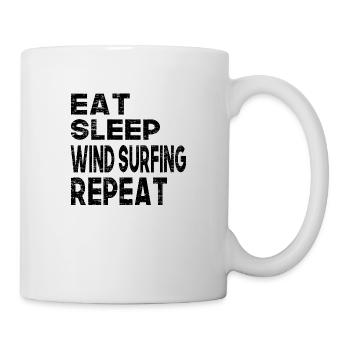 Eat Sleep Wind Surfing Repeat - Tasse - Weiß - Rechts