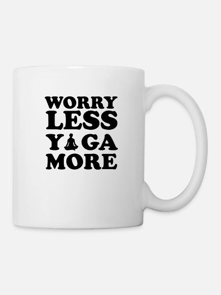 Inquiétez-vous moins Yoga Plus - Mug blanc - blanc