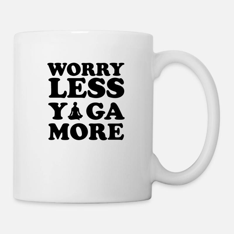 Inquiétez-vous moins Yoga Plus - Mug blanc - blanc