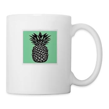 Ananas mit grünem Hintergrund - Tasse - Weiß - Rechts