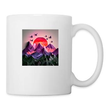 beautiful lush jungle with mountains, origami - Tasse - Weiß - Rechts