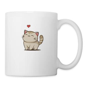 Kawaii cat with heart - Mug - white - Right
