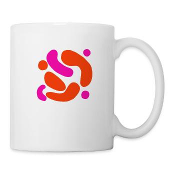 Abstract Round Shapes Orange Pink Art Colorful - Mug - white - Right