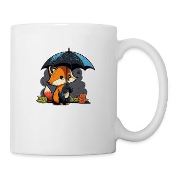 süßer Fuchs mit Regenschirm - Tasse - Weiß - Rechts