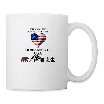 USA lustig Therapie Geschenkidee Amerika - Tasse - Weiß - Rechts