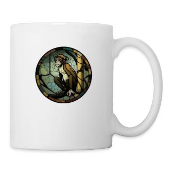 Affen-Glasmalerei - Tasse - Weiß - Rechts