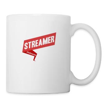 Streamer suivez-moi rouge - Mug blanc - blanc - Droite
