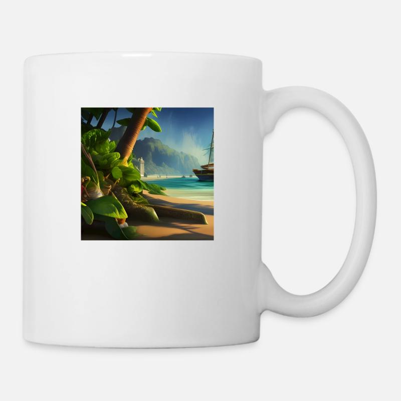 Bateau et palmier - Mug blanc - blanc