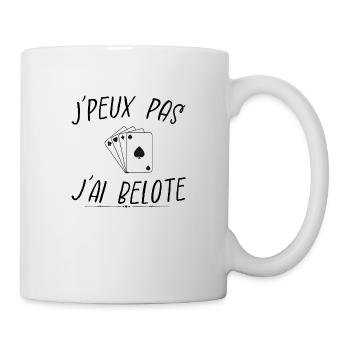 j'peux pas j'ai belote - Mug blanc - blanc - Droite