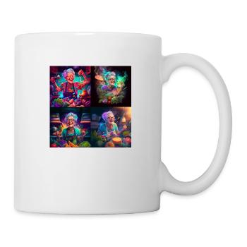 Grandma with tattoos cooking - Mug - white - Right