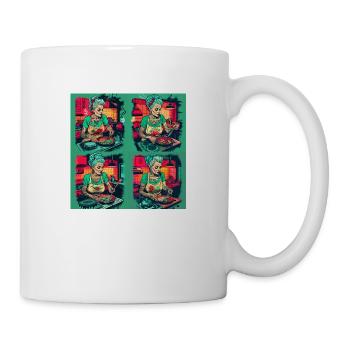 Old tattoed woman cookin - Mug - white - Right
