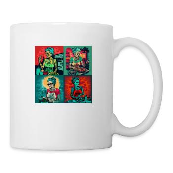 Old tattoed woman cooking - Mug - white - Right