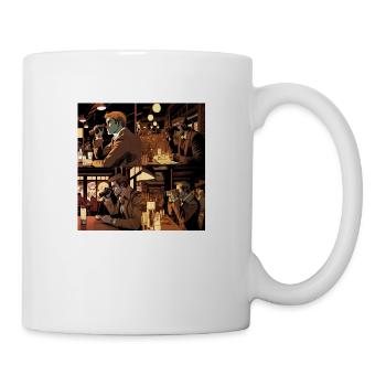 Personne utilisant des jumelles pour espionner sa cible - Mug blanc - blanc - Droite