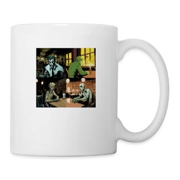 Guy in a bar stareing at target person - Mug - white - Right