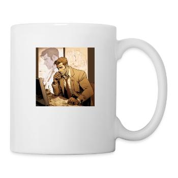 Comic picture of a spy spying on john constantine - Tasse - Weiß - Rechts