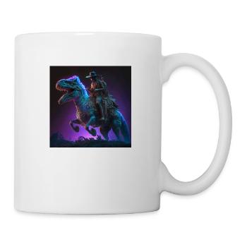 Alien cowboy riding t rex - Mug - white - Right