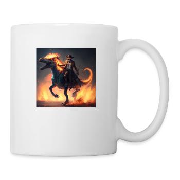 Cowboy riding cyber t rex - Tasse - Weiß - Rechts