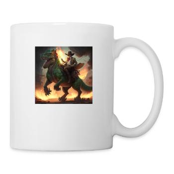 Cowboy riding T Rex - Tasse - Weiß - Rechts