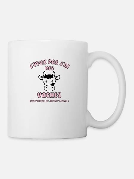 J’peux pas j’ai mes vaches qui m’attendent - Mug blanc - blanc