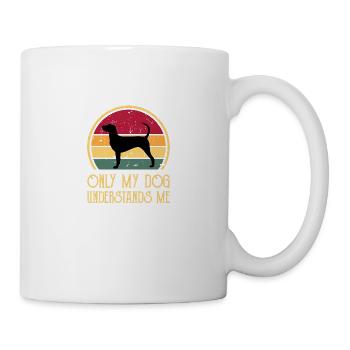 Dunker Hundeliebhaber Silhouette Vintage Sonnenuntergang - Tasse - Weiß - Rechts