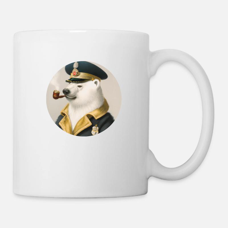 Alter Seebär - Eisbär mit Pfeife - Tasse - Weiß