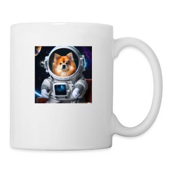 Pomeranian im Raumanzug - Hund im Weltall - Tasse - Weiß - Rechts