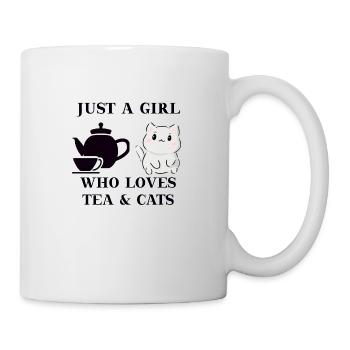 Tee Katze Geschenkidee süß lustig - Tasse - Weiß - Rechts