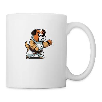 Cute Dog Knows Karaté Cartoon Illustration - Mug blanc - blanc - Droite