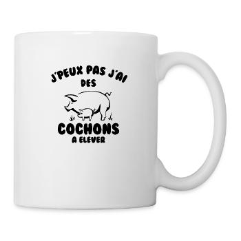 J’peux pas j’ai des cochons à élever - Mug blanc - blanc - Droite