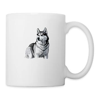 Nette Husky Hund Rasse Kopf Cartoon Illustration - Tasse - Weiß - Rechts