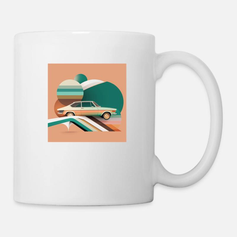 Illustration Auto 70er Jahre Farbkunst - Tasse - Weiß