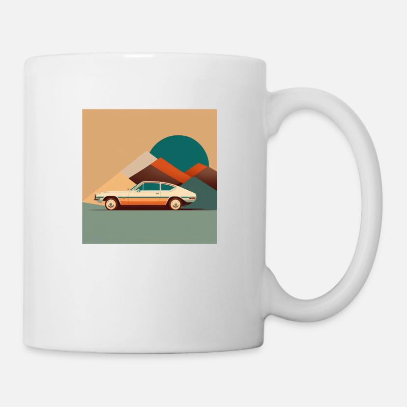 Illustration Auto 70er Jahre Farbkunst - Tasse - Weiß