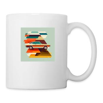 Illustration Auto 70er Jahre Farbkunst - Tasse - Weiß - Rechts