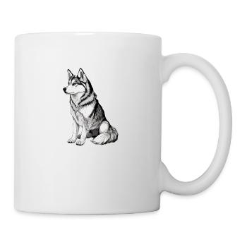 Nette Husky Hund Rasse Kopf Cartoon Illustration - Tasse - Weiß - Rechts
