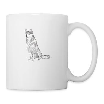 Nette Husky Hund Rasse Kopf Cartoon Illustration - Tasse - Weiß - Rechts
