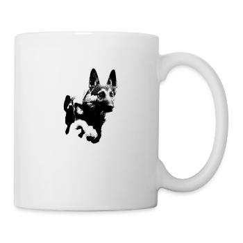 Chien avec sweat à capuche - Mug blanc - blanc - Droite