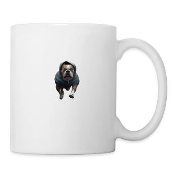 Chien avec sweat à capuche - Mug blanc - blanc - Droite